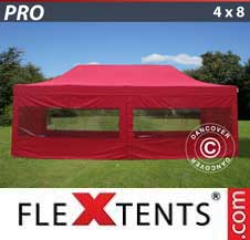 Carpa plegable FleXtents Pro 4x8m Rojo, Incl. 6 lados