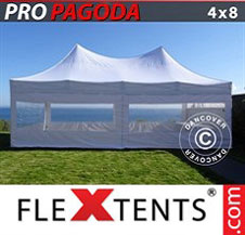 Carpa plegable FleXtents Pro 4x8m Blanco, incluye 6 muros