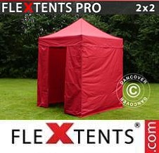 Carpa plegable FleXtents Pro 2x2m Rojo, incl. 4 lados