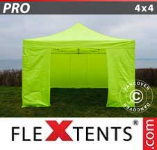 Carpa plegable FleXtents Pro 4x4m Amarillo Flúor/verde, Incl. 4 lados